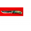 Нож "Грибник-2", ручная ковка, клинок сталь 9ХС, рукоять стабилизированный кап (зеленый), мельхиор