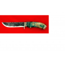 Нож "Грибник-2", ручная ковка, клинок сталь 9ХС, рукоять стабилизированный кап (зеленый), мельхиор